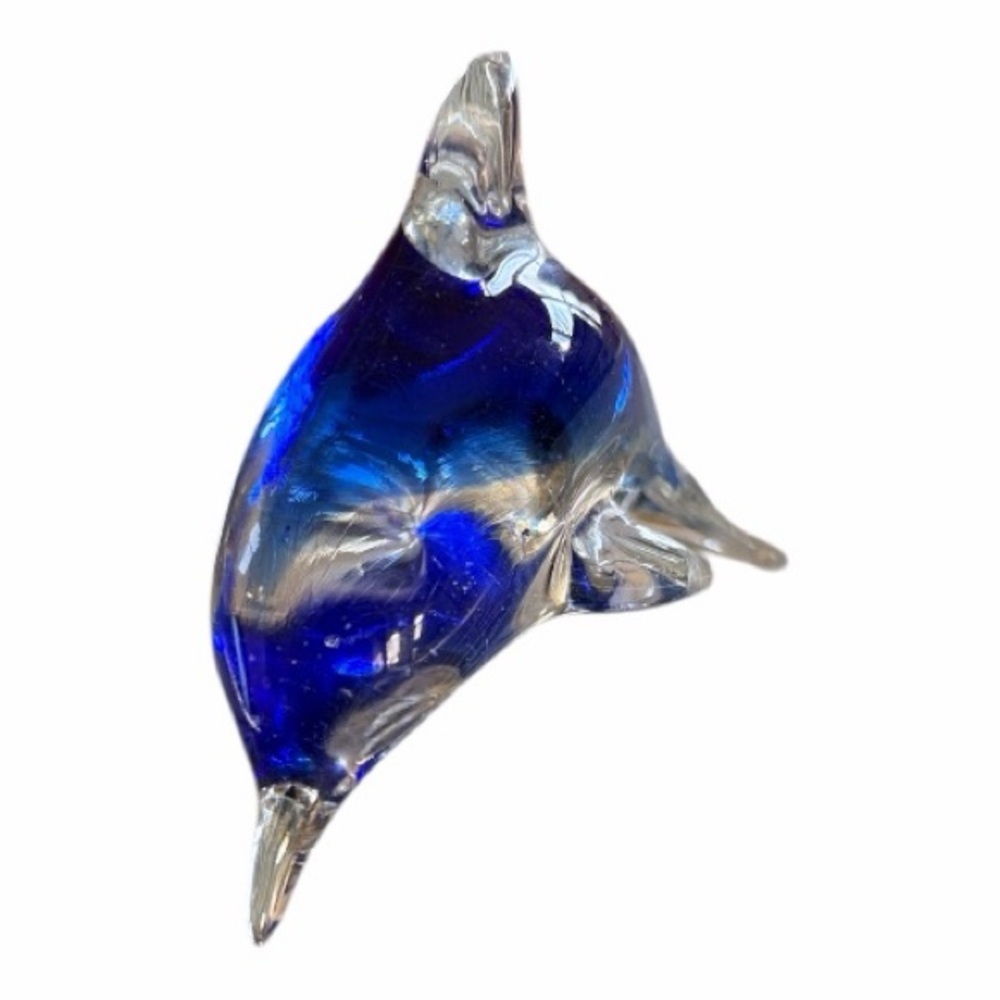 Elegant Blue Glass Dolphin Sculpture